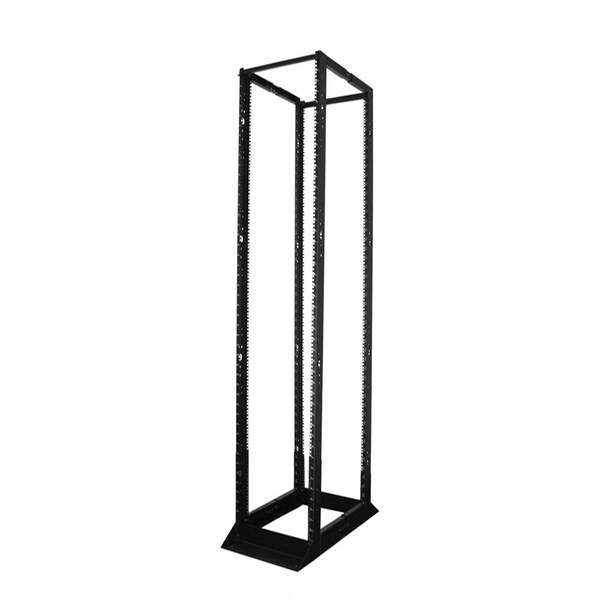 Quest Mfg 4-Post Open Frame Steel Floor Rack, Adjustable, 45U, 7' x 19" x 24"-36"D, Black FR1924-45-02 - main